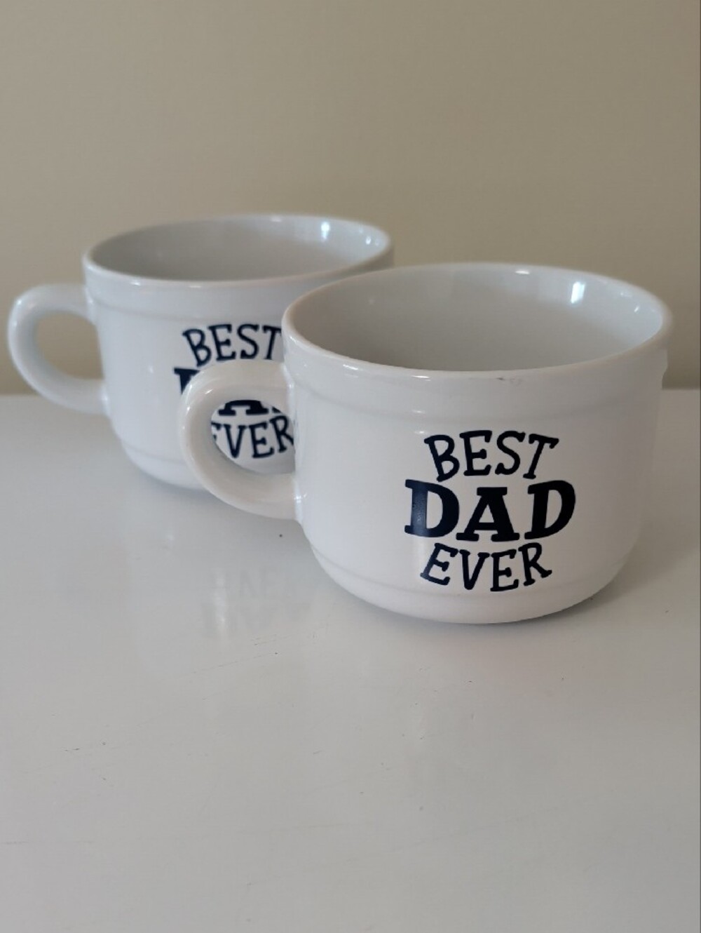 Royal Norfolk Best Dad Ever Mugs | Set of 2 | 20 oz | White & Navy